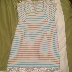 Lilly Pulitzer aqua stripped sleeveless dress